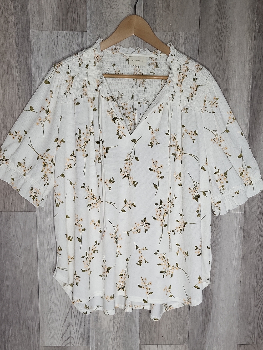 Melloday Anthropologie Womens 2X Floral Blouse Lightweight Tassels Flowy Peasant